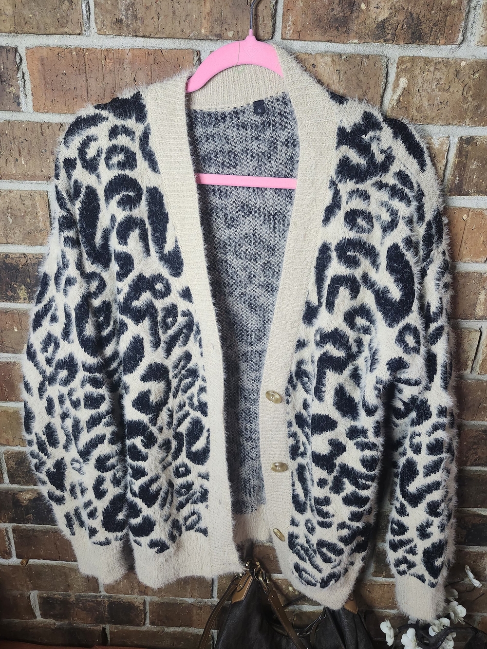 Cozy Cream and Black Leopard Cardigan Sweater